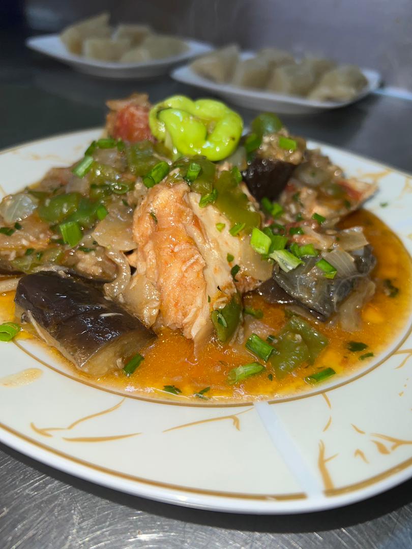 Poisson salé aux aubergines